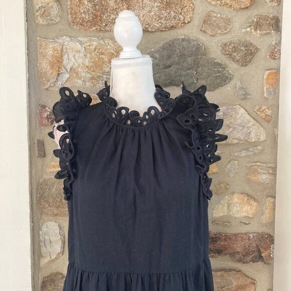 SEA New York Lee Linen Cotton Flutter Sleeve Tiered Tunic Eyelet Dress - Picture 6 of 12